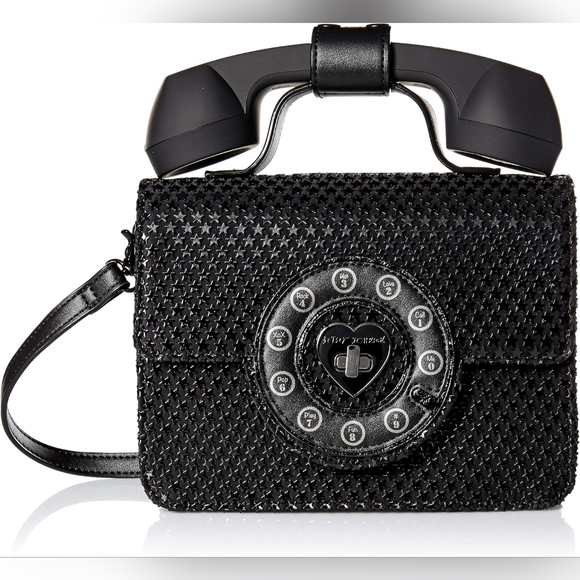 Betsey Johnson Black Starry Telephone Crossbody Bag - Picture 1 of 6